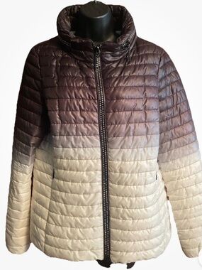 LJVE Italy Coat Jacket White Black Rhinestones Size L